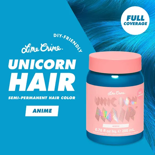 Miniatura 2 de Lime Crime Tinte para el Cabello de Unicornio de Cobertura Completa, Anime (Azul Caramelo) - Color de Cabello Semipermanente Vegano y Libre