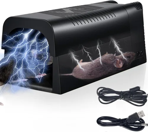 Trampa eléctrica para ratones 2026 mejorada para interiores para el hogar, alto voltaje mata instantáneamente ratones y ratas, sin contacto