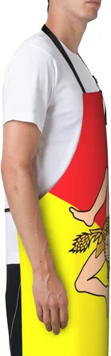 Miniatura 2 de Delantales de bandera de Sicilia para hombres y mujeres con bolsillos, delantal ajustable resistente al agua y al aceite para cocinar, cocina