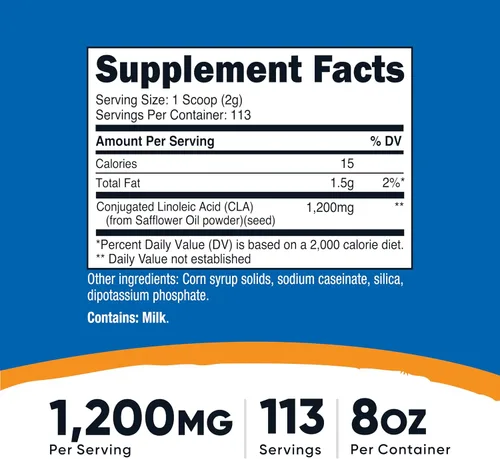 Miniatura 2 de Nutricost CLA (ácido linoleico conjugado) 8 oz (227 g) Polvo - Sin gluten, suplemento CLA sin OMG