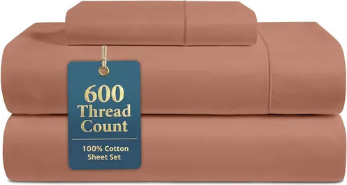 Miniatura 23 de LANE LINEN Juego de sábanas tamaño King – Sábanas de 600 hilos 100% algodón de fibra larga, naturalmente frescas y duraderas para el uso diario, 01