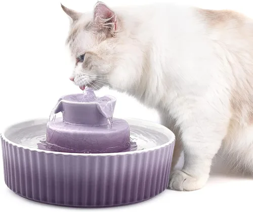 Fuente de agua para gatos: Fuente de agua para mascotas Cepheus - Fuente de agua automática para gatos y perros con bomba ultra silenciosa (morado)