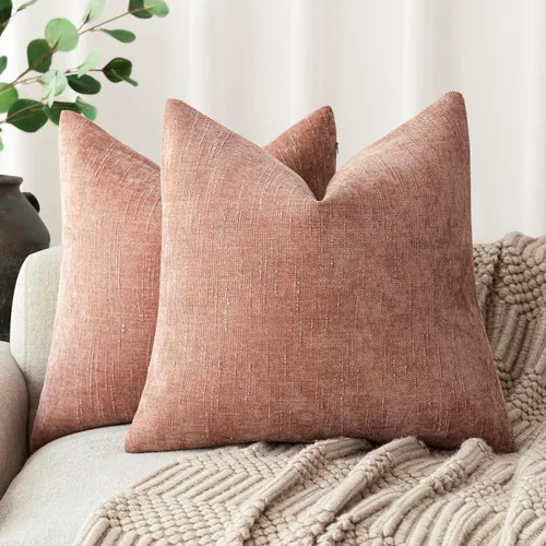 Miniatura 25 de Foindtower - Paquete de 2 fundas de almohada decorativas, cuadradas, cómodas, unicolor, suaves, lumbares, estilo rústico neutro, para sofá, sillón