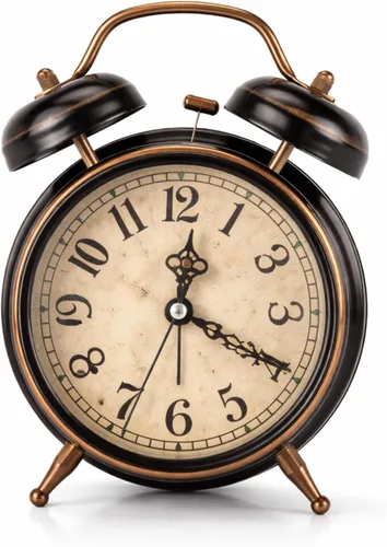 AUNMAS Reloj despertador vintage, alarma de campana doble con esfera luminosa brillante, gestión de tiempo de noche retro para adultos con sueño
