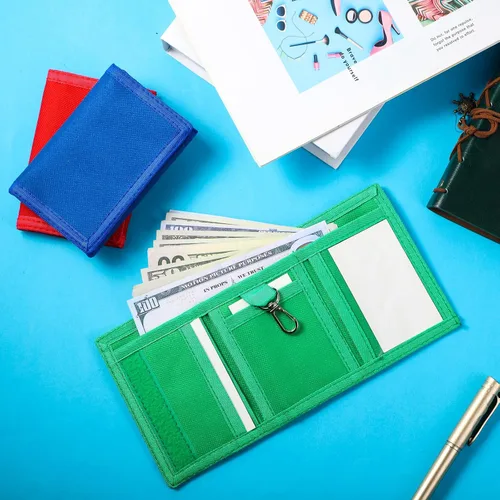 Miniatura 7 de Weewooday Carteras de 3 piezas para niños y niñas de 6 a 18 años, billeteras de lona triples con adhesivo y bolsillo con cremallera para niños