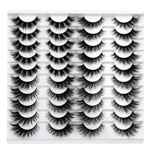 Miniatura 104 de Medias pestañas postizas con banda transparente, finas, estilo ojo de gato, naturales, cortas, pequeñas, acento 3/4, de visón sintético, tiras