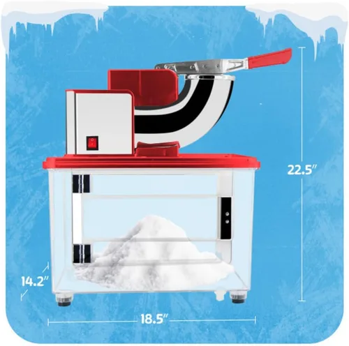 Miniatura 6 de Máquina trituradora de hielo - Máquina de cono de nieve con cuchillas duales de acero inoxidable - Máquina de hielo rallado de 440 libras/hora 250W
