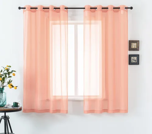 Miniatura 13 de DUALIFE Cortinas Amarillas de 72 Pulgadas de Largo para Dormitorio Juego de 2 Paneles con Ojales Ventana Semi Voile Filtrado de Luz Cortinas