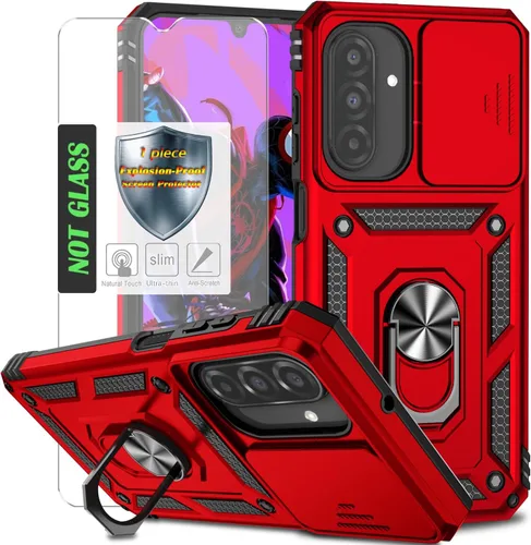 Miniatura 36 de Funda para Galaxy A26 con cubierta para lente de cámara, protector de pantalla HD, protección contra caídas de grado militar, soporte de anillo