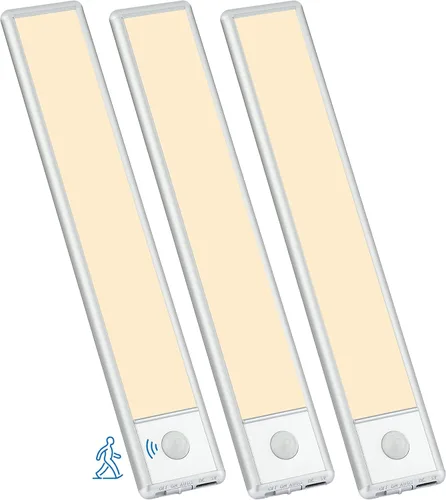 Miniatura 10 de Luces con sensor de movimiento para debajo del gabinete, luz magnética recargable debajo del armario, barra de luz nocturna inalámbrica adhesiva