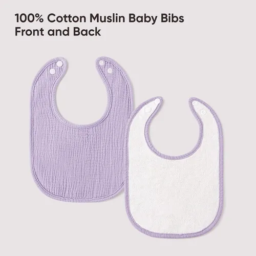 Miniatura 5 de Paquete de 10 baberos para bebés de muselina de algodón 100%, baberos para babeo para bebés unisex, niños pequeños, infantes, recién nacidos