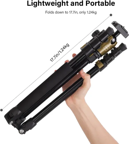Miniatura 3 de Geekoto Trípode para Cámara de 73 Pulgadas - Trípode Ligero para DSLR con Cabezal Esférico de 360° y Placa de Liberación Rápida, Soporta hasta 33.07