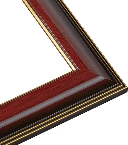 Miniatura 2 de Marco de 6 x 5 pulgadas, color marrón caoba con ribete dorado, ancho del marco de madera maciza de 1.5 pulgadas, profundidad interior de 0.5
