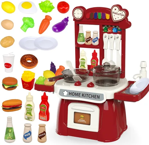Miniatura 8 de Juego de cocina para niños pequeños con sonido y luz, juego de cocina de simulación, juego de cocina para niños, fregadero con agua corriente