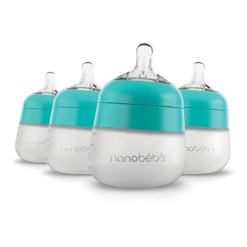 Miniatura 11 de Nanobebe - Biberón de silicona flexible, anticólicos, sensación natural, pezón que no se derrumba, base estable sin puntas, fácil de limpiar