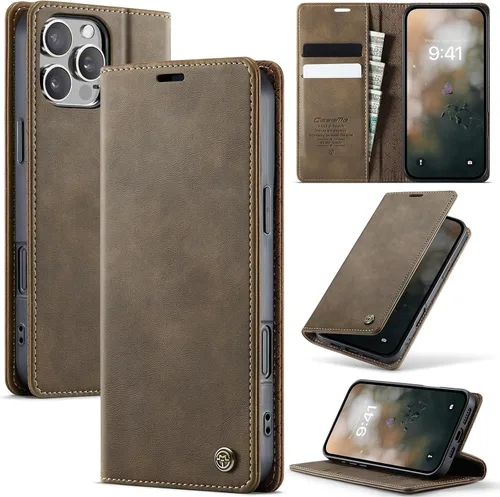 Miniatura 105 de Funda tipo cartera para iPhone 13 de piel tipo cartera con tarjetero y función atril, cierre magnético, bloqueo RFID, TPU a prueba de golpes