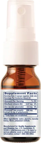 Miniatura 2 de Life Extension Bee Immune Propolis Spray 0.5 fl oz, garganta y salud respiratoria, apoyo inmunológico, spray de acción rápida