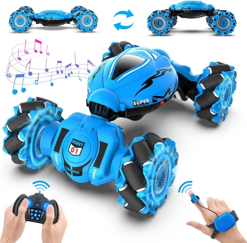 Miniatura 11 de Dysaim Gesture RC Car, juguete de acrobacias RC con detección de gestos para niños de 6 a 12 años, control remoto de mano 4WD de 2.4 GHz con luces