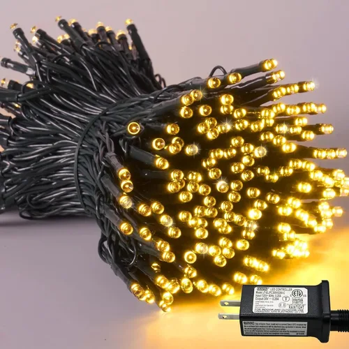 Miniatura 23 de QITONG Guirnalda de 500 luces LED de Navidad de 165 pies para exteriores, impermeable, luces multicolor con 8 modos, cable verde, luces parpadeantes