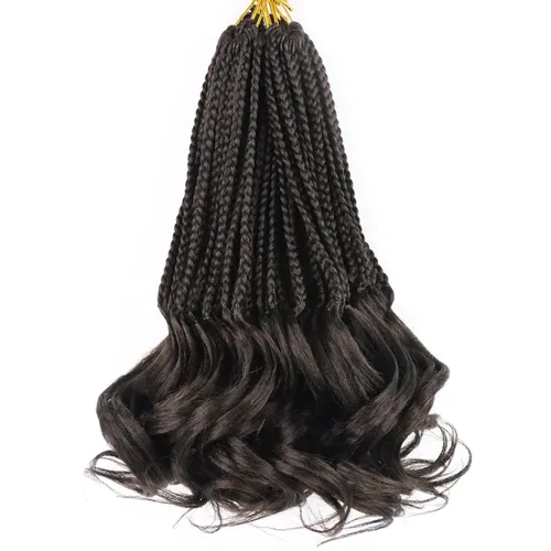 Miniatura 63 de Trenzas de ganchillo rizado francés T33, cabello pre-anillado 10 pulgadas, trenzas cortas rizadas francesas con extremos rizados, trenzas box