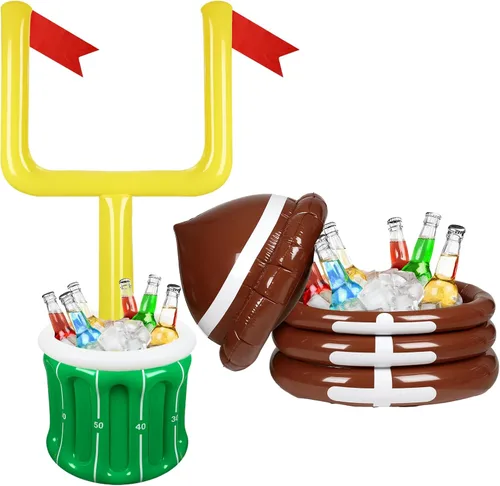 Zhanmai 2 piezas inflables de fútbol enfriador de bebidas suministros de fiesta de fútbol inflable poste y soporte para piscina para fiesta temática