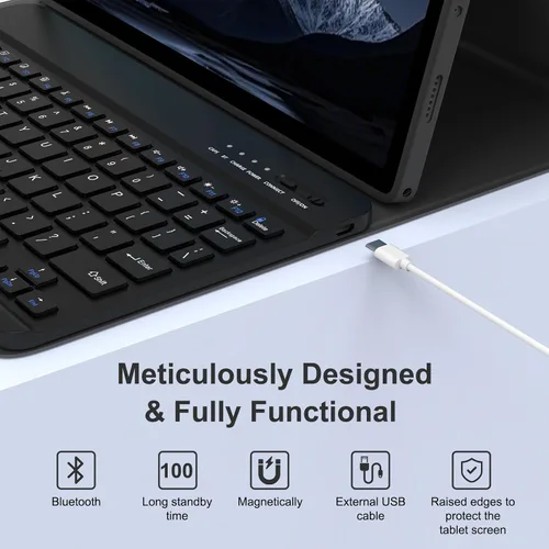 Miniatura 6 de MMK Funda para Galaxy Tab A11 con teclado (11 pulgadas 2025, SM-X230, SM-X236B), compatible con Galaxy Tab A9 Plus funda con teclado