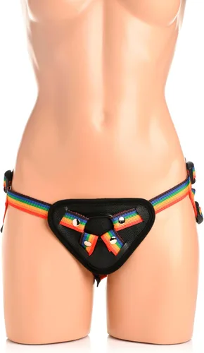 Miniatura 6 de Strap-U Ride The Rainbow con junta tórica universal que se adapta a cualquier consolador de correa. Arnés sexual para mujer, lavable a máquina