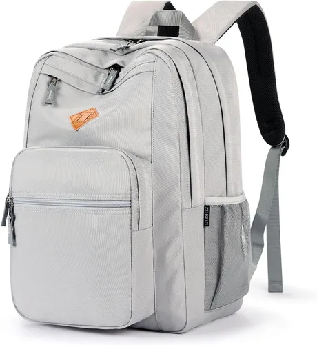 Miniatura 8 de ZORFIN - Mochila de 26 litros para la escuela, universidad y viajes, impermeable, con 8 compartimentos, Verde militar, Moderno