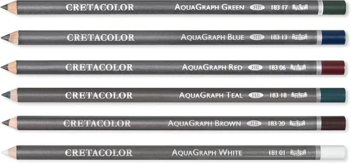 Miniatura 3 de Cretacolor AquaGraph - Juego de acuarelas de grafito, blanco, marrón, verde azulado, verde, rojo y azul