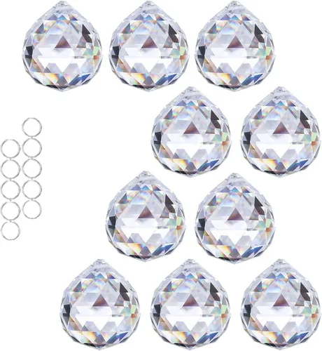Miniatura 9 de Crystalsuncatcher - Lámpara colgante de bola de cristal transparente de 0.78 pulgadas (0.787 in) para árbol de Navidad, colgante de gota para árbol