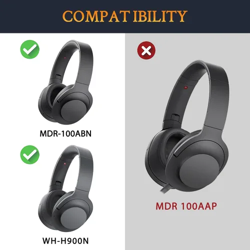 Miniatura 2 de SOULWIT Almohadillas para auriculares Sony WH-H900N (h.Ear on 2) y MDR 100ABN (h.Ear on) Auriculares con cancelación de ruido, almohadillas con Negro