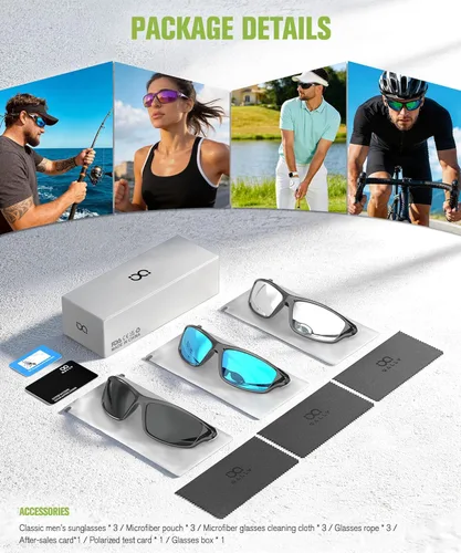 Miniatura 7 de Gafas de sol polarizadas para hombre, gafas de sol con protección UV400 para conducir, golf, pesca, correr