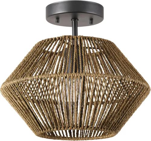 Miniatura 17 de Globe Electric 65894 Lámpara de techo empotrada de 1 luz, blanco mate, pantalla de cordel