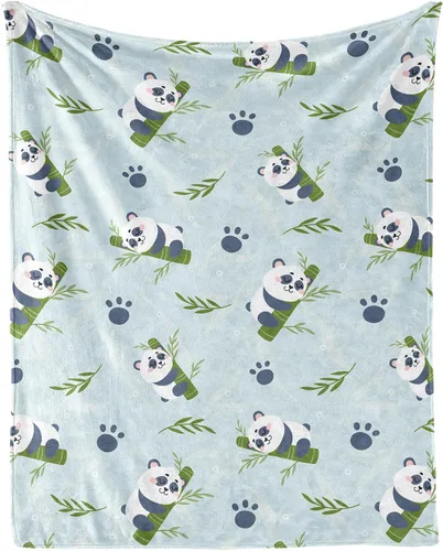 Miniatura 11 de Manta de panda – Mantas de franela suave para niñas, niños y mascotas, mantas cálidas de panda para todas las estaciones, sofá, regazo y silla, 40 x