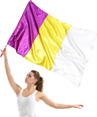 Banderas de adoración de 40 x 27 pulgadas para danza, bandera de baile de alabanza con varilla escalable para iglesias, iglesias de alabanza,