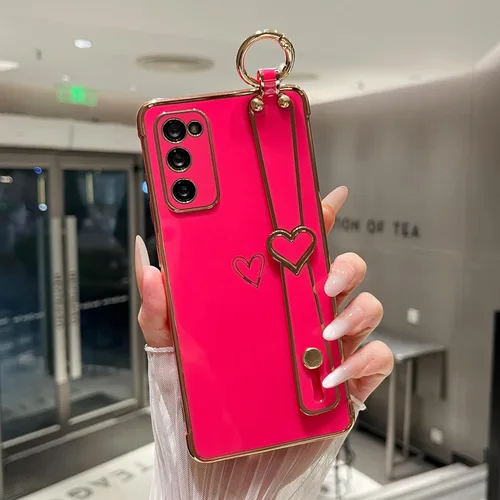 Miniatura 46 de ZTOFERA Funda diseñada para Samsung Galaxy S20 FE 5G, borde chapado de lujo, patrón de corazones de amor con pulsera y función atril, protección