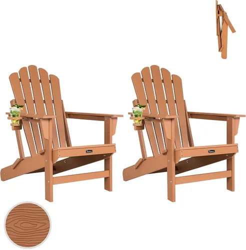 Miniatura 17 de FUNBERRY Juego de 6 sillas plegables Adirondack para todo tipo de clima, sillas para hogueras de polietileno de alta densidad con portavasos