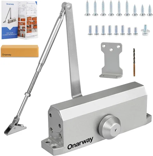 Miniatura 9 de Onarway - Cierre de puerta automático ajustable de tamaño 3, resorte hidráulico, aleación de aluminio, para uso residencial y comercial con Negro