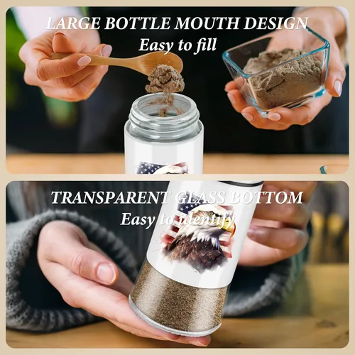 Miniatura 8 de Juego de salero y pimentero, salero y pimentero de vidrio de 148 ml con tapa de acero inoxidable, decoraciones del 4 de julio para cocina y hogar