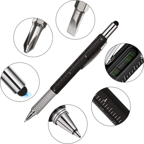 Miniatura 3 de Bolígrafos de regalo para hombre, 4 piezas, multiherramienta 6 en 1, con destornillador, regla, medidor de nivel, bolígrafo y repuestos, regalos