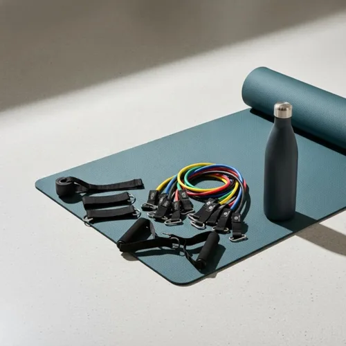 Miniatura 8 de THORZA Juego de 11 piezas de entrenamiento de fuerza de cuerpo completo con bandas de resistencia, bandas de ejercicio de tubo de 5 niveles, sin