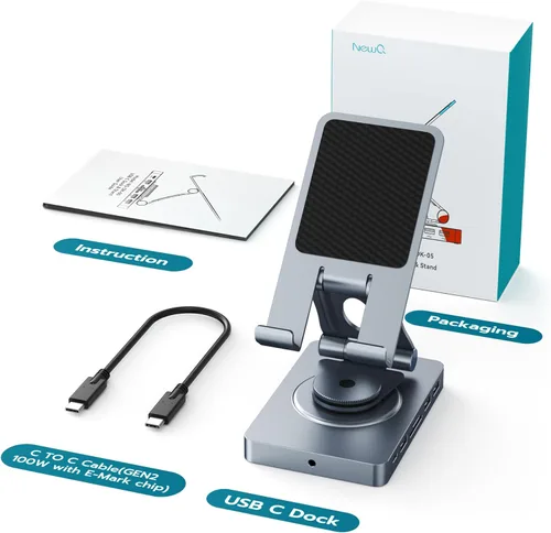 Miniatura 9 de Estación de acoplamiento USB C rotativa 360° para iPad Pro, Tablet, Samsung, Steam Deck, ROG Ally, Legion Go, Msi Claw, etc, 11 en 1 con lector SD