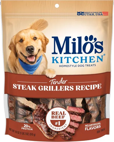 Miniatura 15 de Milo's Kitchen Homestyle - Golosinas para perros, rebanadas de salchicha de pollo y manzana, 18 onzas, altas en proteínas, sin sabores artificiales