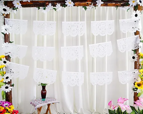 Miniatura 5 de Decoración de fiesta de baby shower para niño o niña, más de 60 pies de papel de seda blanco Picado blanco guirnaldas con ángeles, caballos