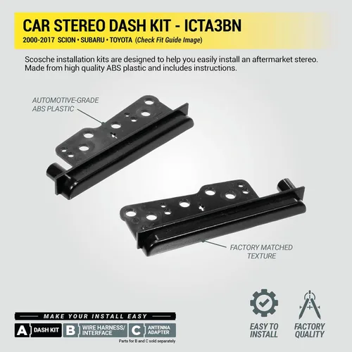 Miniatura 5 de Scosche ICTA3BN - Kit de instalación de radio doble DIN y arnés compatible con vehículos seleccionados Scion, Subaru y Toyota 2000-2017, kit