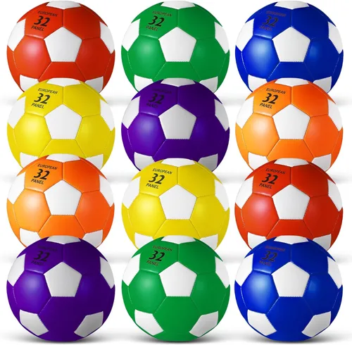 Libima 12 pelotas de fútbol con inflador, tamaño oficial 3/4/5, pelota de fútbol a granel para niños y adultos, escuela, entrenamiento deportivo,