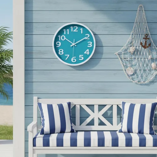 Miniatura 6 de Crosstime Reloj de pared silencioso sin tictac para interiores y exteriores, funciona con pilas, reloj analógico decorativo fácil de leer