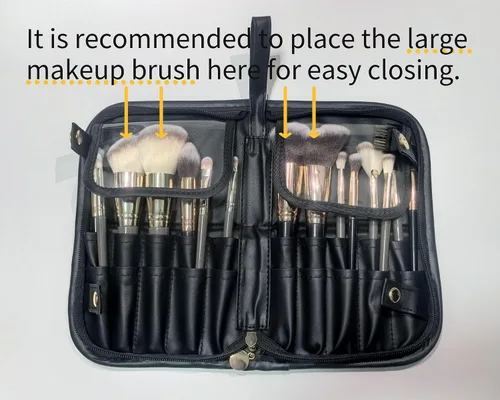 Miniatura 4 de YLYZ Bolsa de brochas de maquillaje, resistente al agua, organizador de soporte para brochas de maquillaje, bolsa de viaje para brochas de Negro