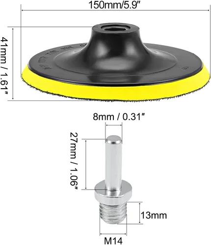 Miniatura 2 de uxcell Almohadilla de respaldo de gancho y bucle de 5.9 pulgadas, placa de soporte de pulido de lijado con adaptador de taladro M14 para lijadora