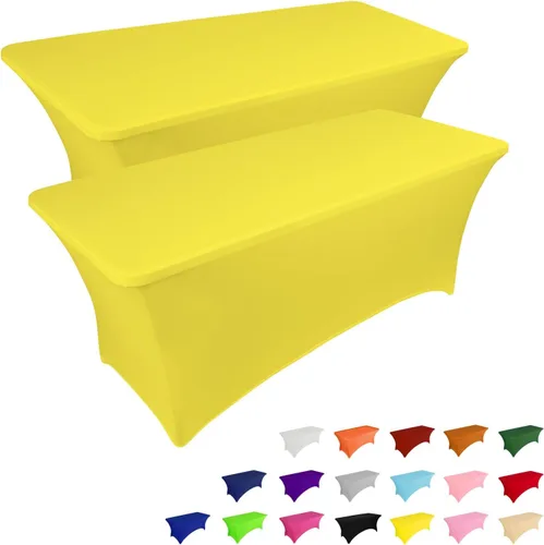 Miniatura 26 de IVAPUPU Paquete de 2 Manteles de Mesa de 6 Pies para Mesa Rectangular Ajustados para Eventos Elásticos Azul Niebla Cubiertas de Mesa Lavables Azul